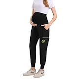 Umstandshose für Damen, Schwarzer Jogger, X-Groß