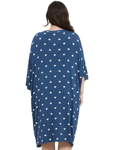 Image of KFUBUO Plus Size Nightgowns for Women Oversized Sleep Tshirts Dress Short Sleeves Sleepwear With Pocket Fit S-5XL