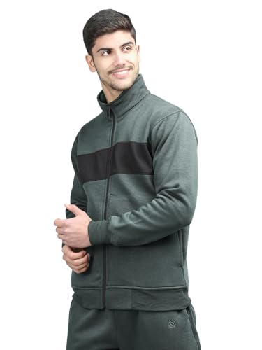 Image of CHKOKKO Fleece Men Winter Sports Running Zipper Collared Neck Stylish Jacket