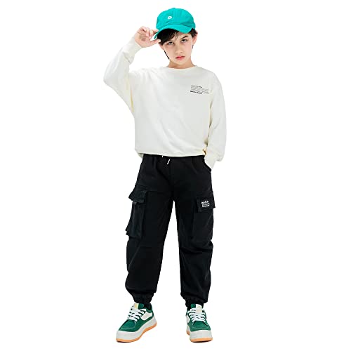 MINI PANDA Boys' Cargo Pant,Husky Boys Adjustable Waist Pants Size 6-16