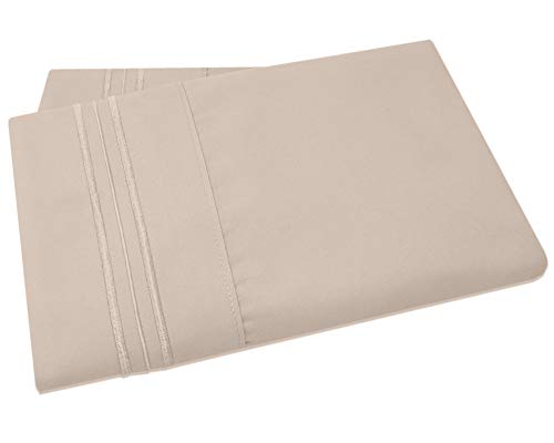 Mezzati Luxury Two Pillow Cases - Soft And Comfortable 1800 Prestige Collection – Brushed Microfiber Bedding (Beige, Set Of 2 Standard Size Pillow Cases) #TOP28