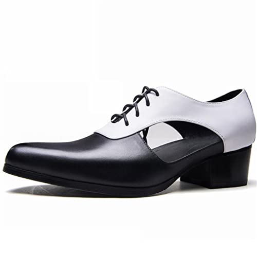 Mens Sandals High Heels Leather Dress Men Shoes Business Office Work Breathable Hollow Pointed-Toe Shoes Sandals(D,8.5code)