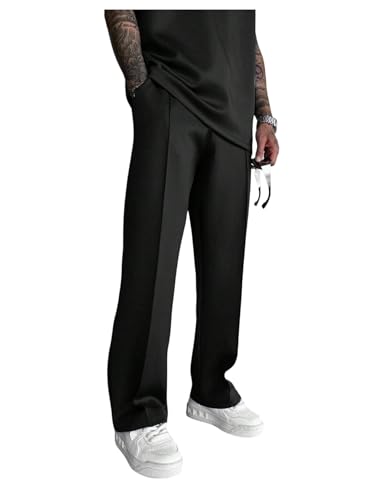 SHENHE Men's Casual Pants Straight Leg Elastic Waist Open Bottom Workout Pants with Pockets