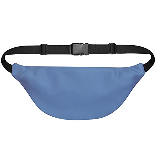 Image of Unisex Premium Leather Waist Pack Travel Handy Hiking Zip Pouch Elegant Style Document Money Phone Belt Sport Bag for Men and Women Adjustable Strap (Blue)