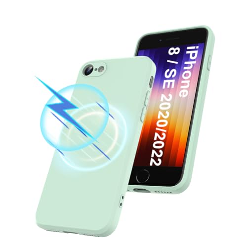 Garegce Coque Magnétique pour iPhone SE 2020/ SE 2022 et iPhone 8 Compatible avec MagSafe, Coque Antichoc Silicone Liquide, Aimants Intégrés, Ultra Fine Anti Rayures...