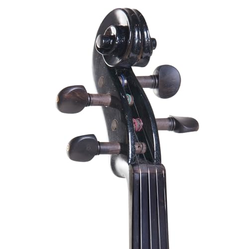 Image of Cecilio 4 /4 CEVN-1BK Solid Wood Electric /Silent Violin with Ebony Fittings in Style 1 - Full Size - Black Metallic