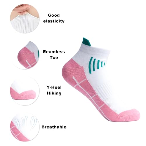 Women's White and Pink Sports Socks, Low-Cut for Outdoor Running, Cycling, Fitness, and Badminton4