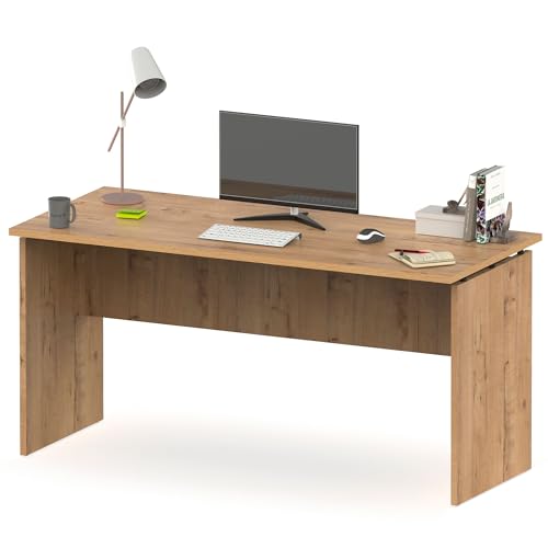 briebe Escritorio, Mesa de Ordenador Oficina, Estudio 76x155x68cm (Alto x Ancho x Profundo), Despacho, Habitación, Desk, Zenith Roble Gold