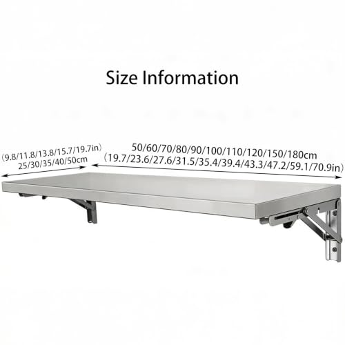 Table Pliable Murale D'Angle Inox Établi de Bar Rabattable 40x30cm - 3