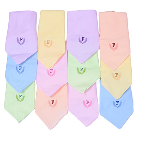 Image of ANTONIA Personalized Cotton Women's Handkerchiefs with Embroidered Initials, Assorted Colours (33 cm x 33 cm)