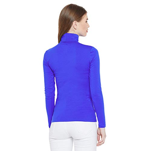 Image of LE BOURGEOIS Women Slim Fit Casual Full Sleeve Highneck /Turtle-Neck Cotton Top