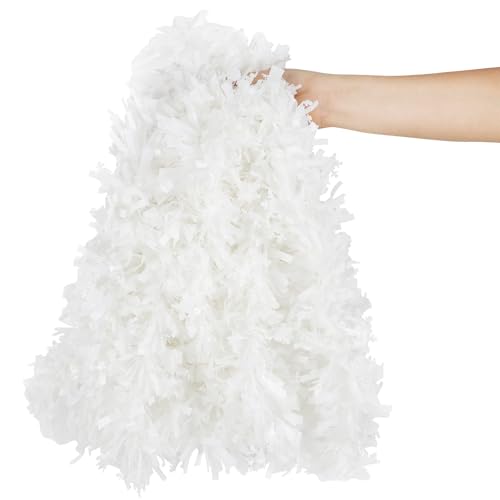 KIMOBER 32.8 Ft Christmas Tinsel Garland White Metallic Garland with Snowflake for Christmas Tree Xmas Party Decorations