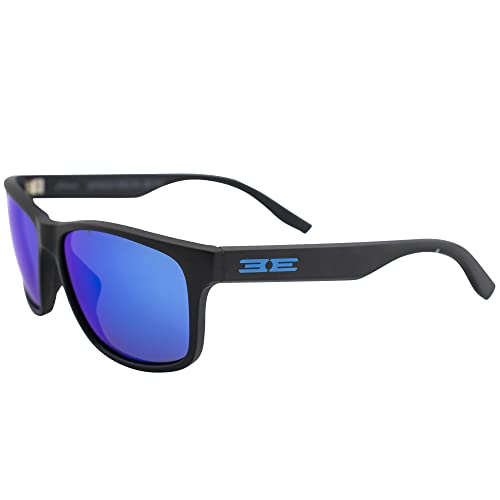Epoch Eyewear Delta Golf Sport Riding Sunglasses Black Frame Blue Mirror Polarized Lens