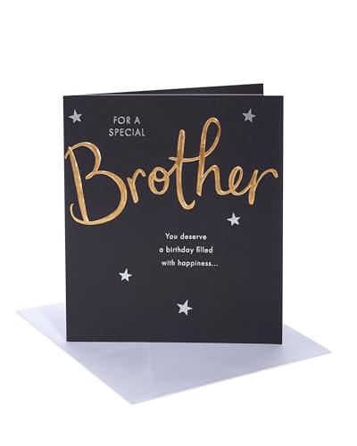 UK Greetings | Birthday Card for Brother | Gold Text Design | With Envelope