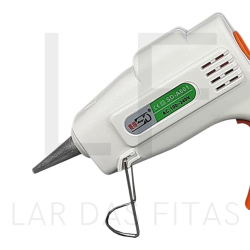 KIT 1 PISTOLA BRANCA 20W - Bico Fino, Para artesanato, Com Botão liga/Desliga 10 BASTÕES FINOS.