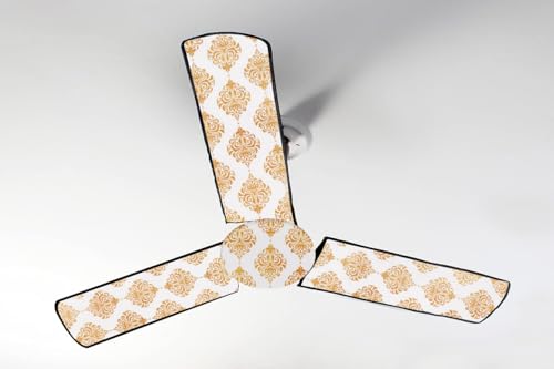 Image of Dustproof Premium Three Blade Ceiling Fan Cover with attachable Enclosure, Set of 1 Fan Cover (Dmass Gold).