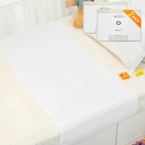Image of PROMEED 2 Pack 100% Mulberry Silk Crib Sleeve for Baby Hair Loss Prevention, Premium 23 Momme Natural Silk Bassinet Slip for Bassinets/Cradles/Cots/Cribs (White)