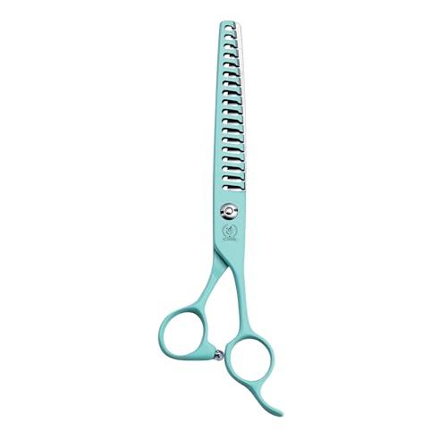Fenice Peak 7 Professional Chunker Dog Grooming Scissors Japanese 440C Stainless Steel Dog Chunker Shears Lightweight Pet Trimming Scissors for Face Body and Paws Green