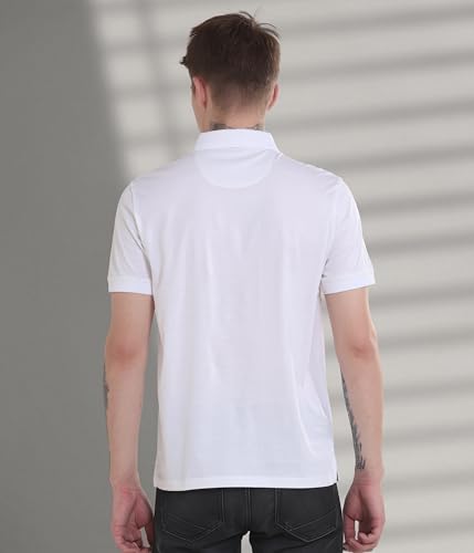 Image of TURMS Men's Mercerized Cotton Solid Polo T-Shirt, Anti-Odor, Moisture Control & Wicking, Jacquard Collared Neck, Half Sleeve