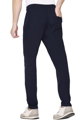 Image of Plus Size Cotton Loop Knit Lowers for Men, Zip Pocket, Night Pant, Joggers, Sports Trousers, Gym n Lounge Wear Track Pant for Boys Navy 3XL