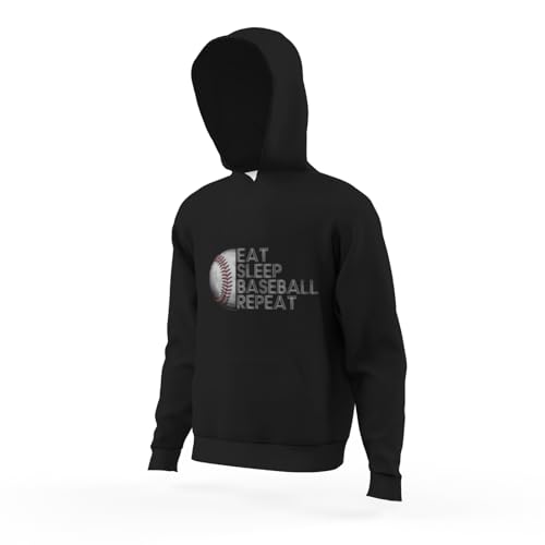 Kids Eat Sleep Baseball Repeat Baseball Player Funny Baseball Boys Girls Lightweight Kangaroo Pocket Hoodies4