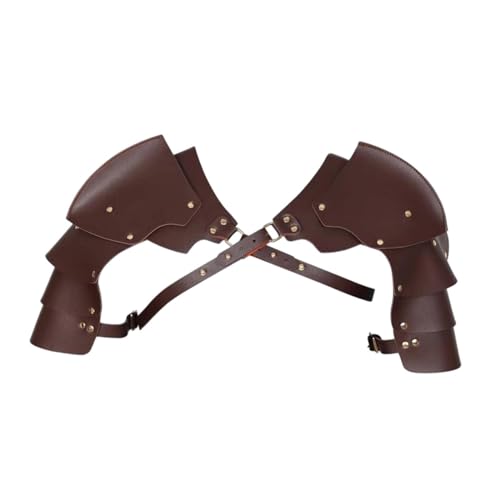 Épaulière médiévale en similicuir marron et cape de pirate amovible pour costume de chevalier
