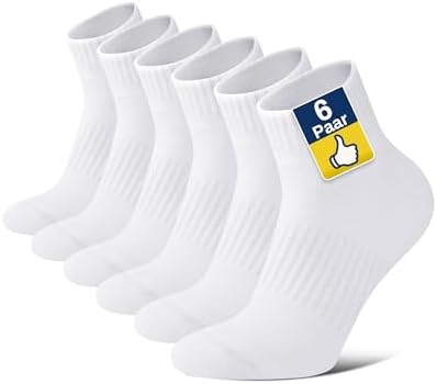 Niofind Quarter Sportsocken für Damen & Herren, Baumwolle, gepolstert | 80% Baumwolle mit gepolsterter Sohle, nahtloser Spitze, Fußgewölbestütze sowie verstärkter Ferse und Spitze