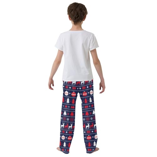 Winter Reindeer Ball Boys Long Pants Soft Trousers Elastic Waist Kids Lounge Bottoms with Pockets S-XL3