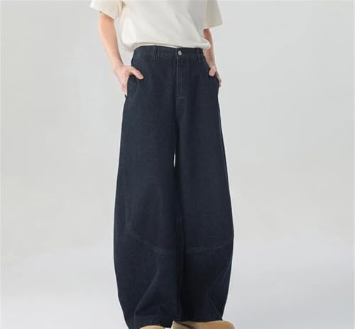 Men’S Wide Leg High Street Denim Jeans with Zipper Fly Mid Waist Light Wash Baggy Pants4