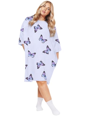 Image of KFUBUO Plus Size Nightgowns for Women Oversized Sleep Tshirts Dress Short Sleeves Sleepwear With Pocket Fit S-5XL