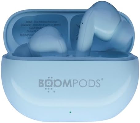 Boompods Echobuds Gerçek Kablosuz Kulaklık - Dahili Mikrofonlu Bluetooth Kulak Tomurcukları, 19 Saat Çalma Süresi, Geri Dönüştürülmüş Plastikten Kulak İçi Kulaklıklar, Müzik ve Çağrılar için IPX4 Suya — Amazon ürün görseli