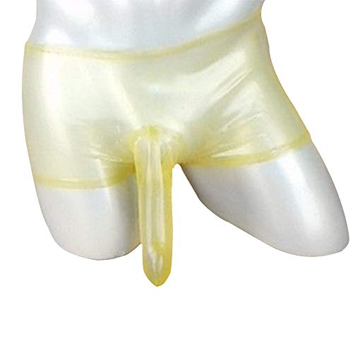 Man Sexy Transparent Rubber Latex Shorts Briefs Underwear Condom Safe Sex Pants New2