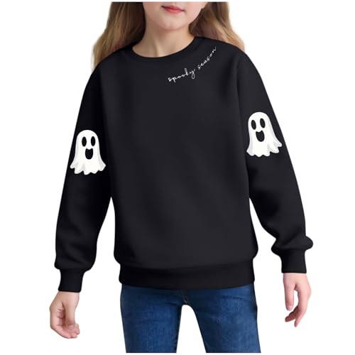 Kids Halloween Sweatshirt Boys Girls Ghost Print Toddler Pullover Crewneck Long Sleeve Casual Sweaters Tops for 2-6t
