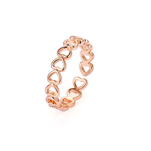 Hollow Heart Shape Love Rings for Women Stackable Forever Love Open Ring Wedding Engagement Jewelry Gift (Gold)