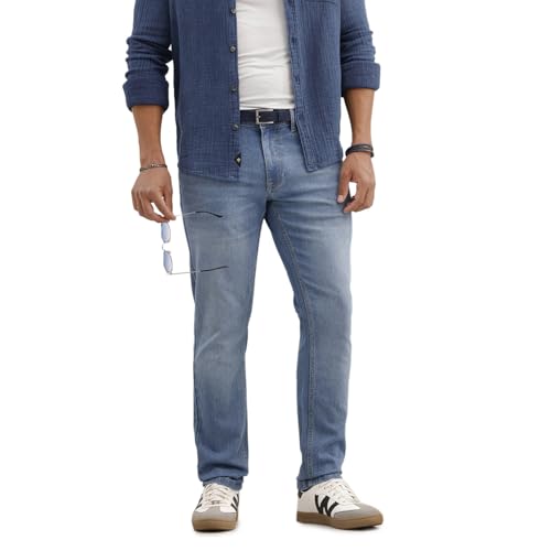 Image of WROGN Men's Slim Fit Jeans | Cotton Stretch | Solid | Casual Denim