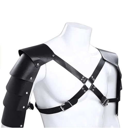 Men Faux Leather Body Chest Harness Men's Steampunk Adjustable Shoulder Armors Buckles for Party Cosplay Halloween Steampunk Accessories