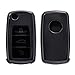 Produktbild kwmobile Autoschlüssel Hülle kompatibel mit VW Skoda Seat 3-Tasten Autoschlüssel - Schlüsselhülle Silikon Cover - Hochglanz Schwarz