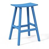 WestinTrends Malibu 29 Inch Outdoor Bar Stools, All Weather Resistant Poly Lumber Adirondack Bar Height Stools, Pacific Blue