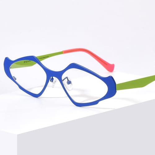Image of FONEX Colorful Pure Titanium Glasses Frame Women Retro Round Eyeglasses