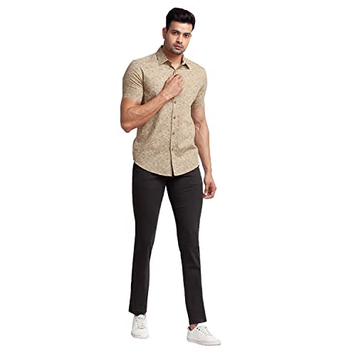Image of Parx Men's Cotton Blend Yarn Dyed Pattern Low Rise Tapered Fit Flat Front Casual Trouser