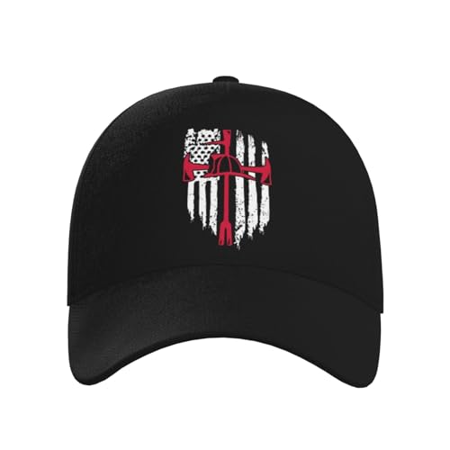 Reflective American Flag Firefighter Thin Red Line Fire Department Baseball Hats for Men and Women - Classic Adjustable Hats2