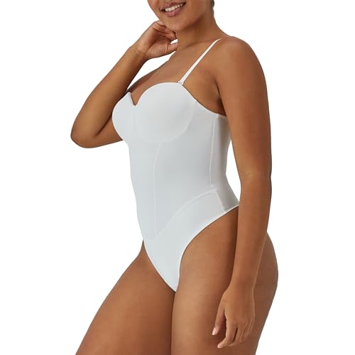 Image of Maidenform Women's Tummy Shaping Thong Bodysuit, Multiway Thong Shaper, Firm Control