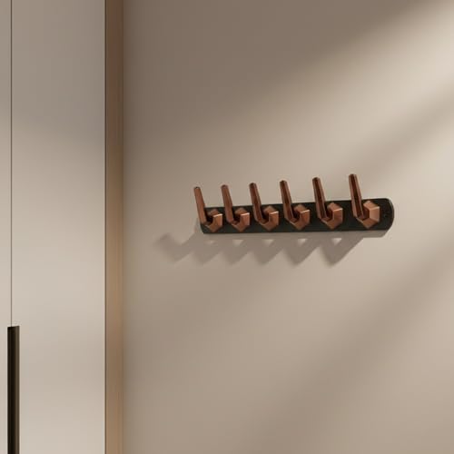 Image of Modern Design Cloth Hanger for Wall /6 Hook Dress Hanger for Door Mount /Bathroom Hooks for Hanging (Black & Cola Finish) Pack of 4-| 3 Years Warranty |