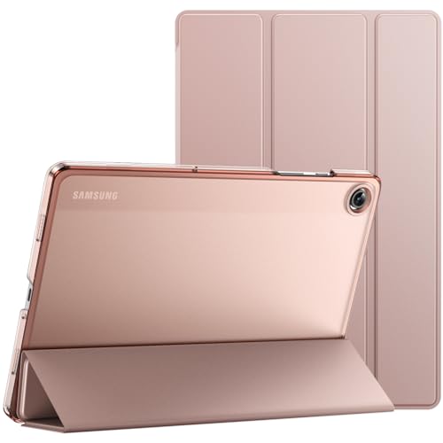 JETech Funda para Samsung Galaxy Tab A9+ / A9 Plus 11 Pulgadas 2023, Carcasa Slim Translúcida Respaldo Trifold Folio Soporte Protectora Tableta, Auto Estela/Sueño (Oro Rosa)