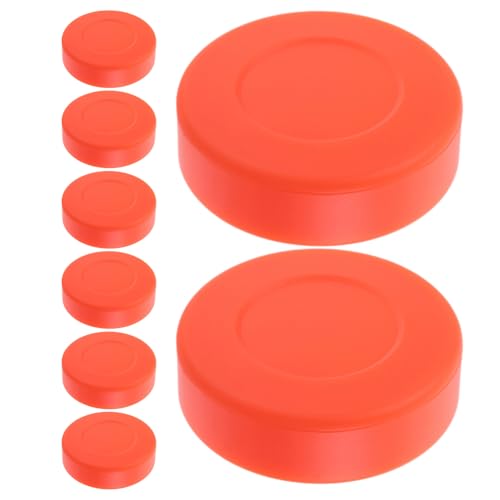 Healvian Ice Hockey Pucks Weather Resistant and Smooth Sliding 8pcs Orange Pvc with Matte Finish for Youth Hockey Players for Outdoor Ice Training and
