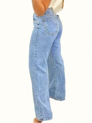 Jeans for Women Trendy Straight Wide Leg Denim Pants Vintage wash Boyfriend Casual Pockets Loose Jeans2