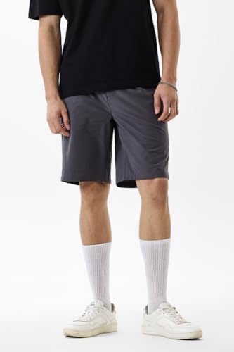 Image of SNITCH Men Casual Shorts | Regular Fit Mid Rise Solid Design | Lightweight 100% Nylon with Smooth Texture & Utility Pockets for Summer & Casual Wear