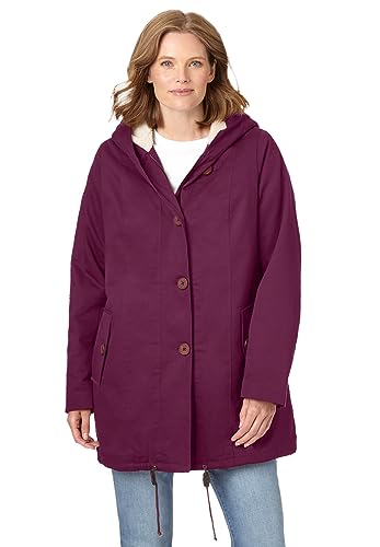 Image of Woman Within Plus Size Sherpa-Lined Hooded Parka - 24 W, Deep Claret