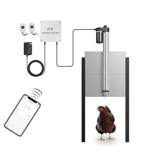 JVR WiFi Automatic Chicken Coop Door, Smart App Remote Control & Alexa Compatible, Sunrise & Sunset Automation, Anti-Pinch Sensor, Security Aluminum Door Kit...