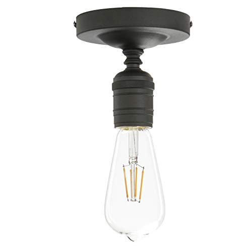 Image of Phansthy Semi Flush Mount Ceiling Light Fixture, Vintage Industrial Close to Ceiling Light, Pendant Light Fixture Ceiling for Bedroom Kitchen Living Room Dining Room (Minimalist -Black)